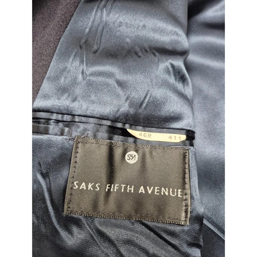 Saks Fifth Avenue Loro Piana Coat Mens 46R Blue Wool Long Overcoat Made USA